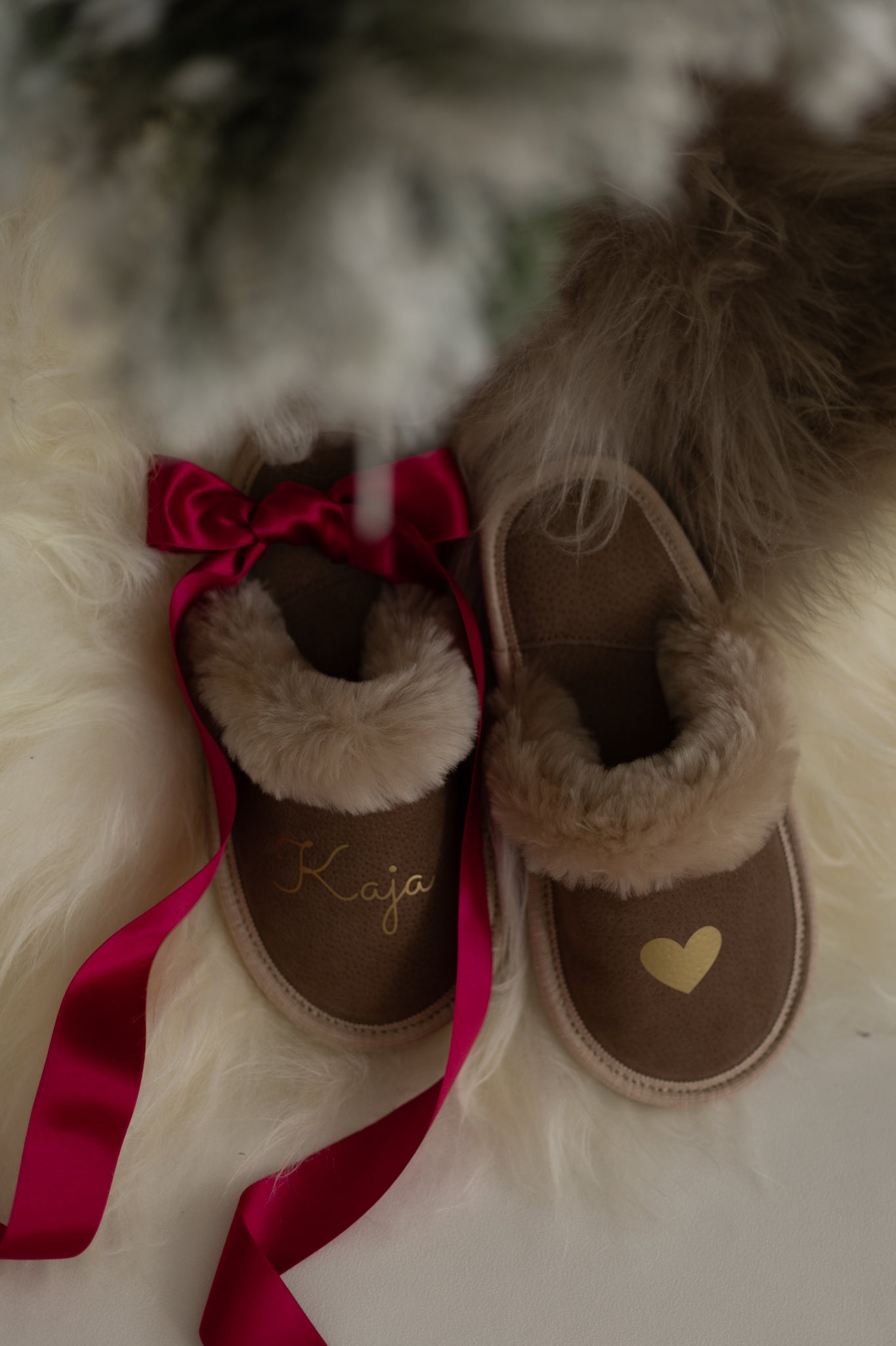 Leather slippers with name