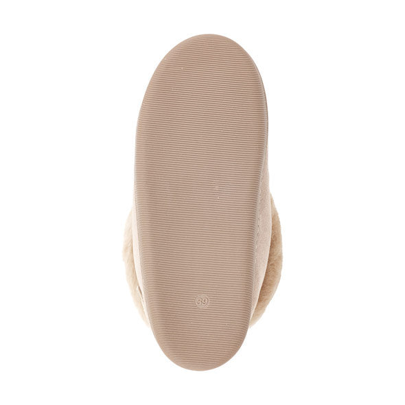 Visoki krzneni copati bež gumjast podplat