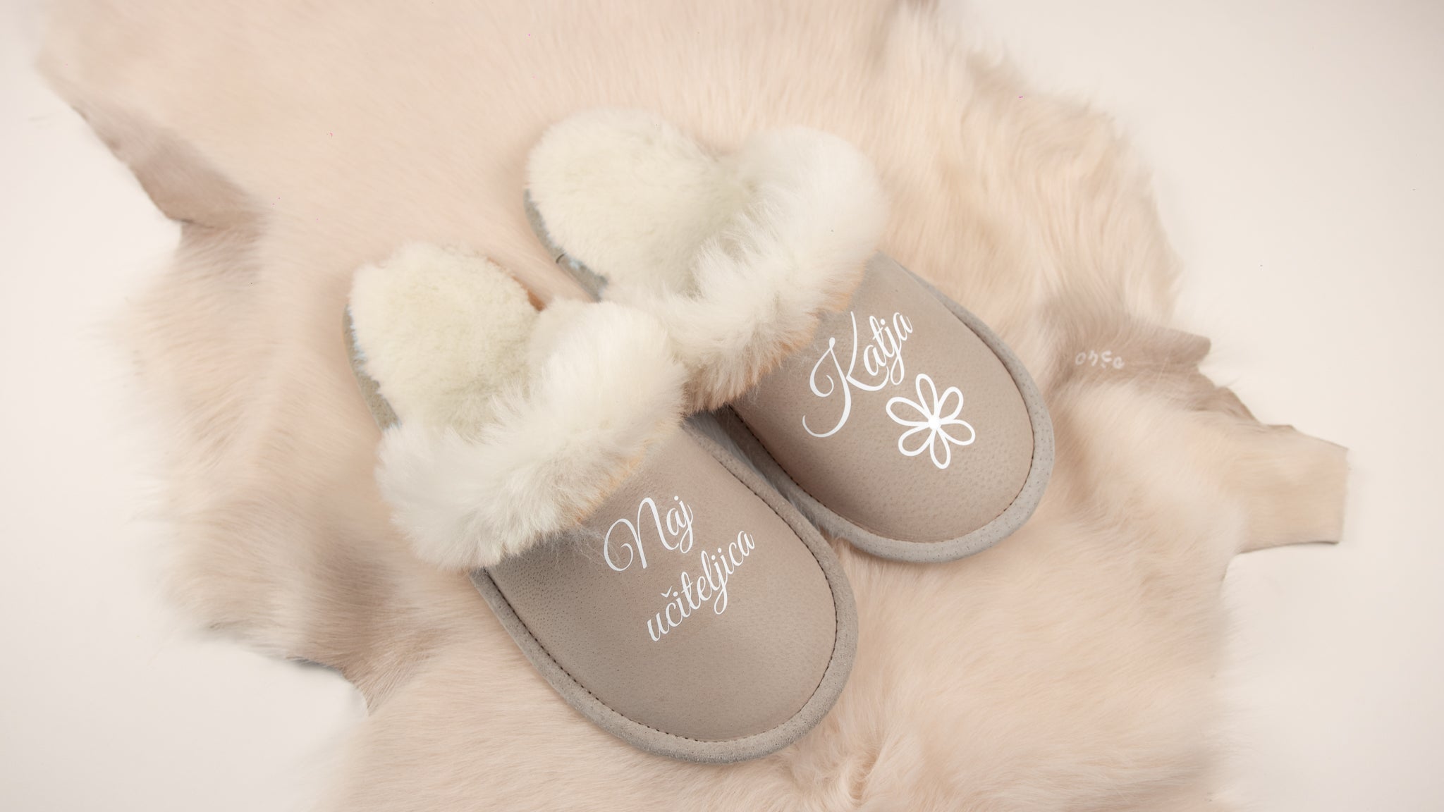 Sheepskin slippers - You are beautiful