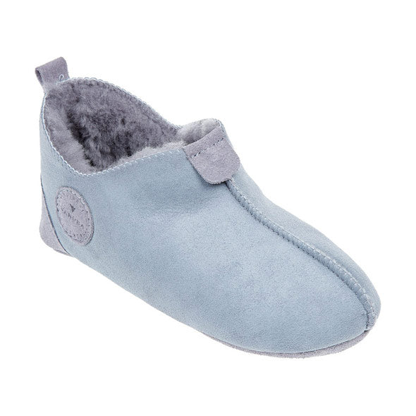 Otroški krzneni copati zadaj zaprti sivo-modra