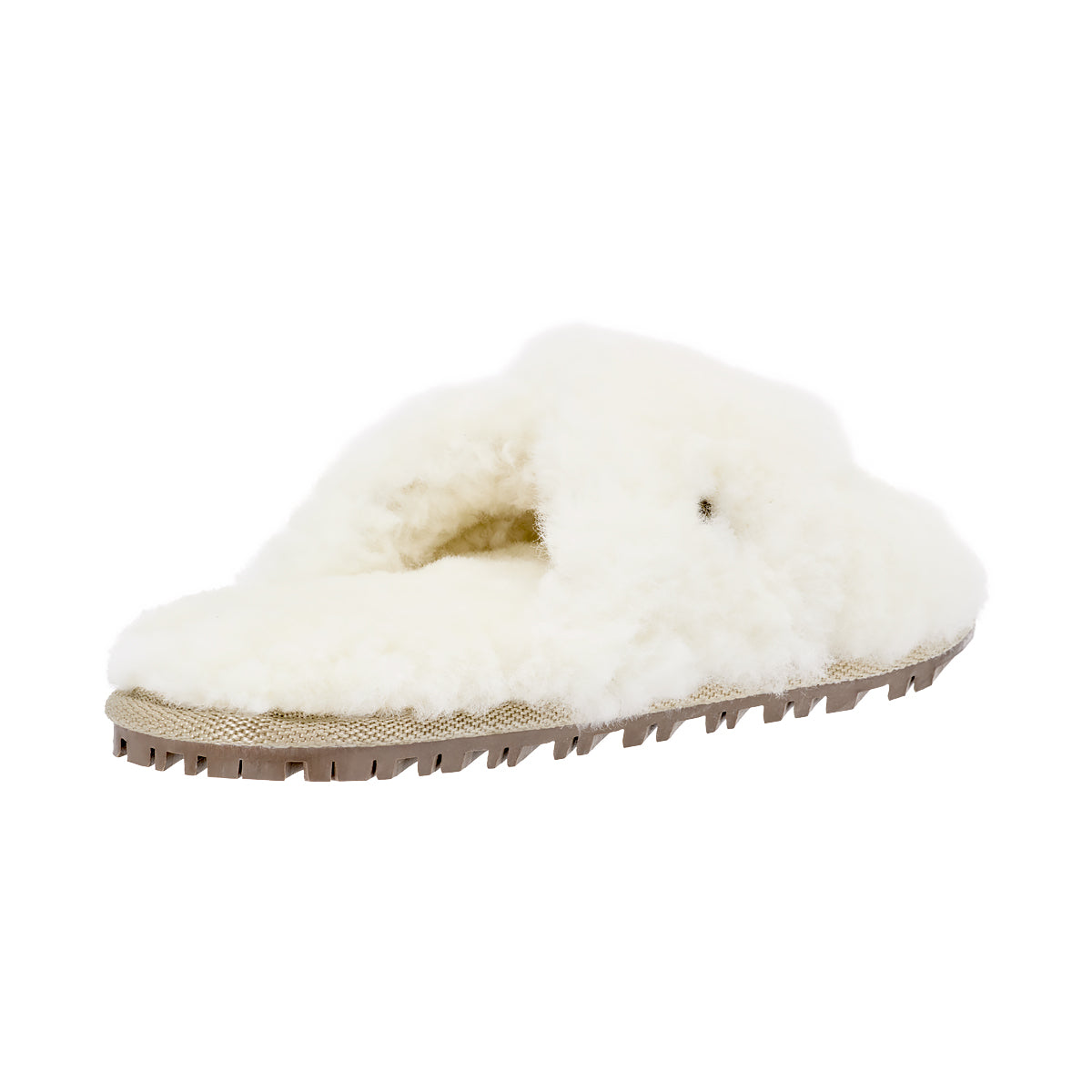 Spredaj odprti krzneni copati X bela