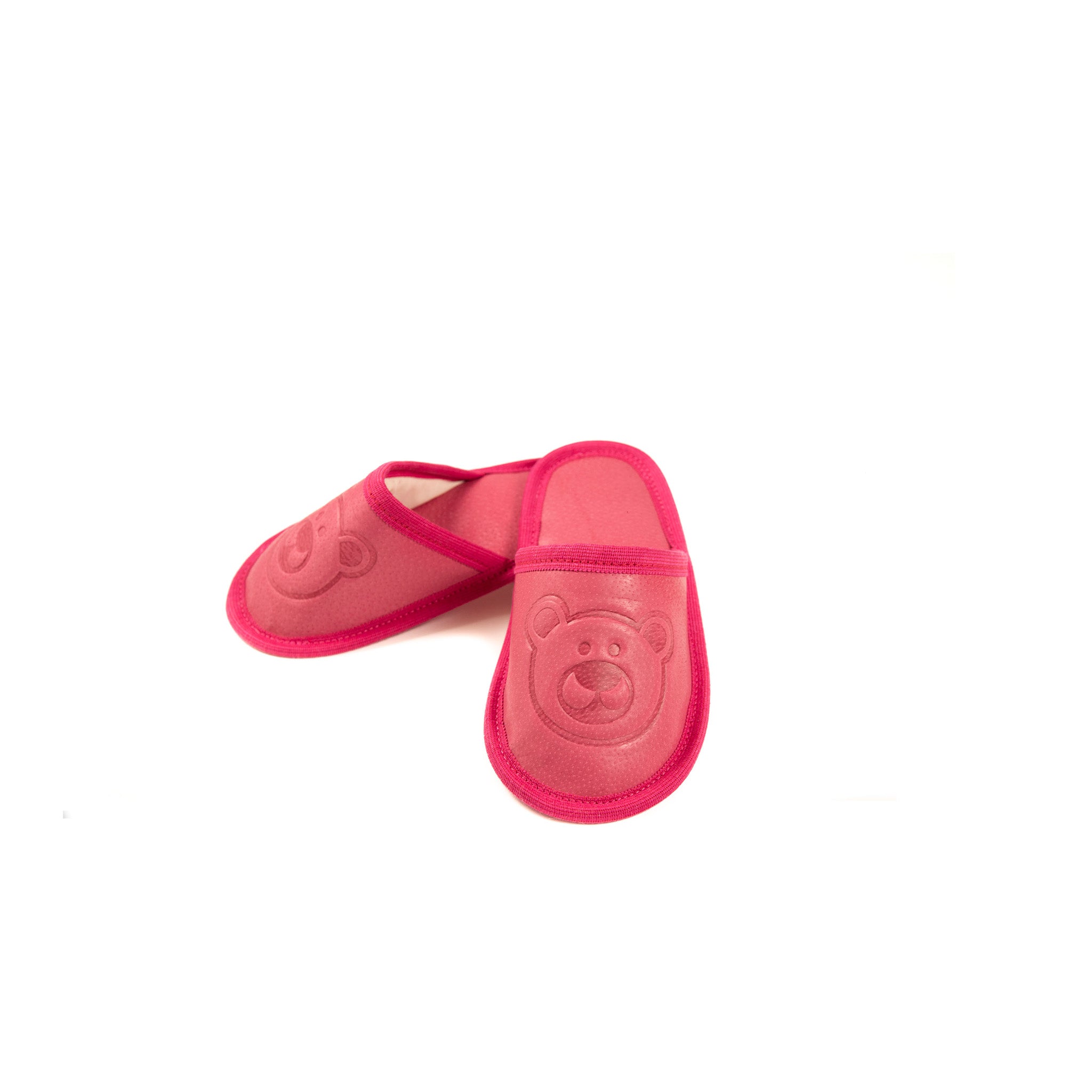 Usnjeni otroški copati natikači v ciklam barvi