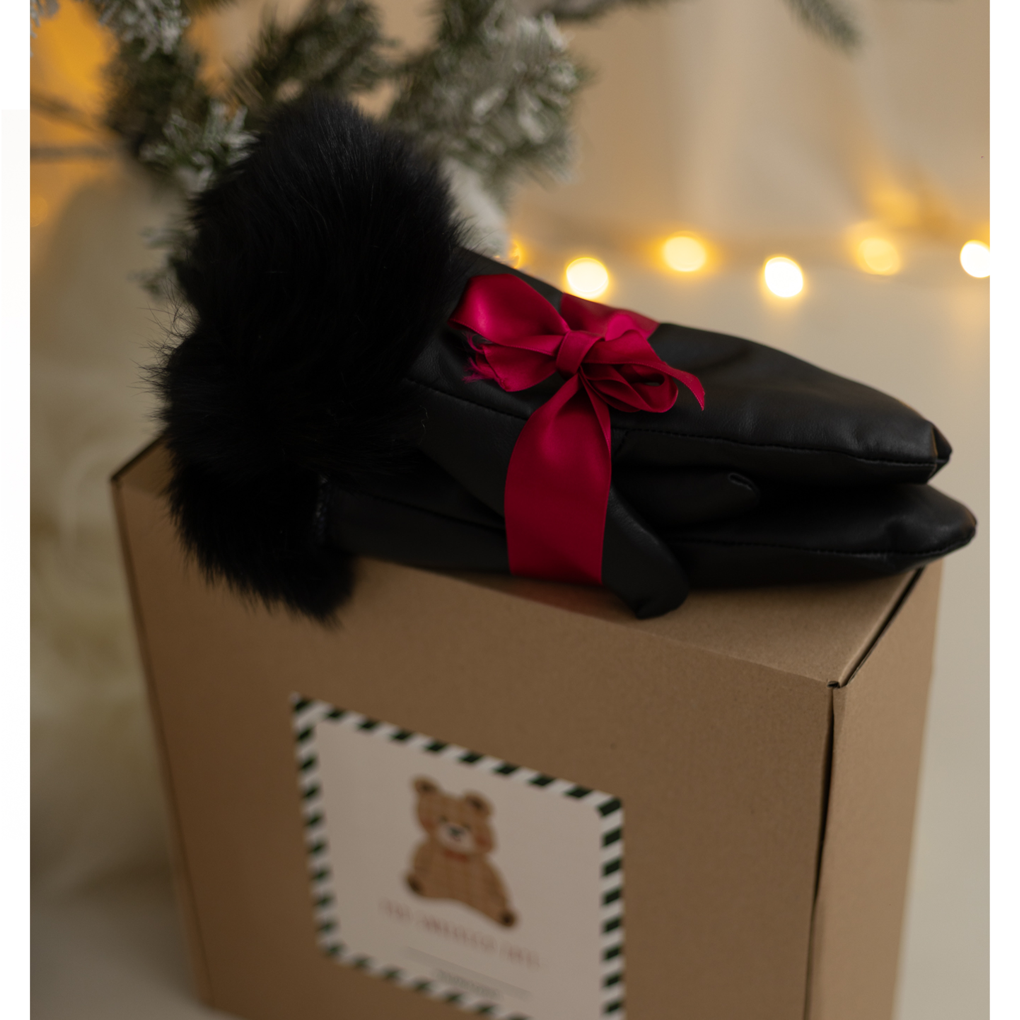 Krznene rokavice črne