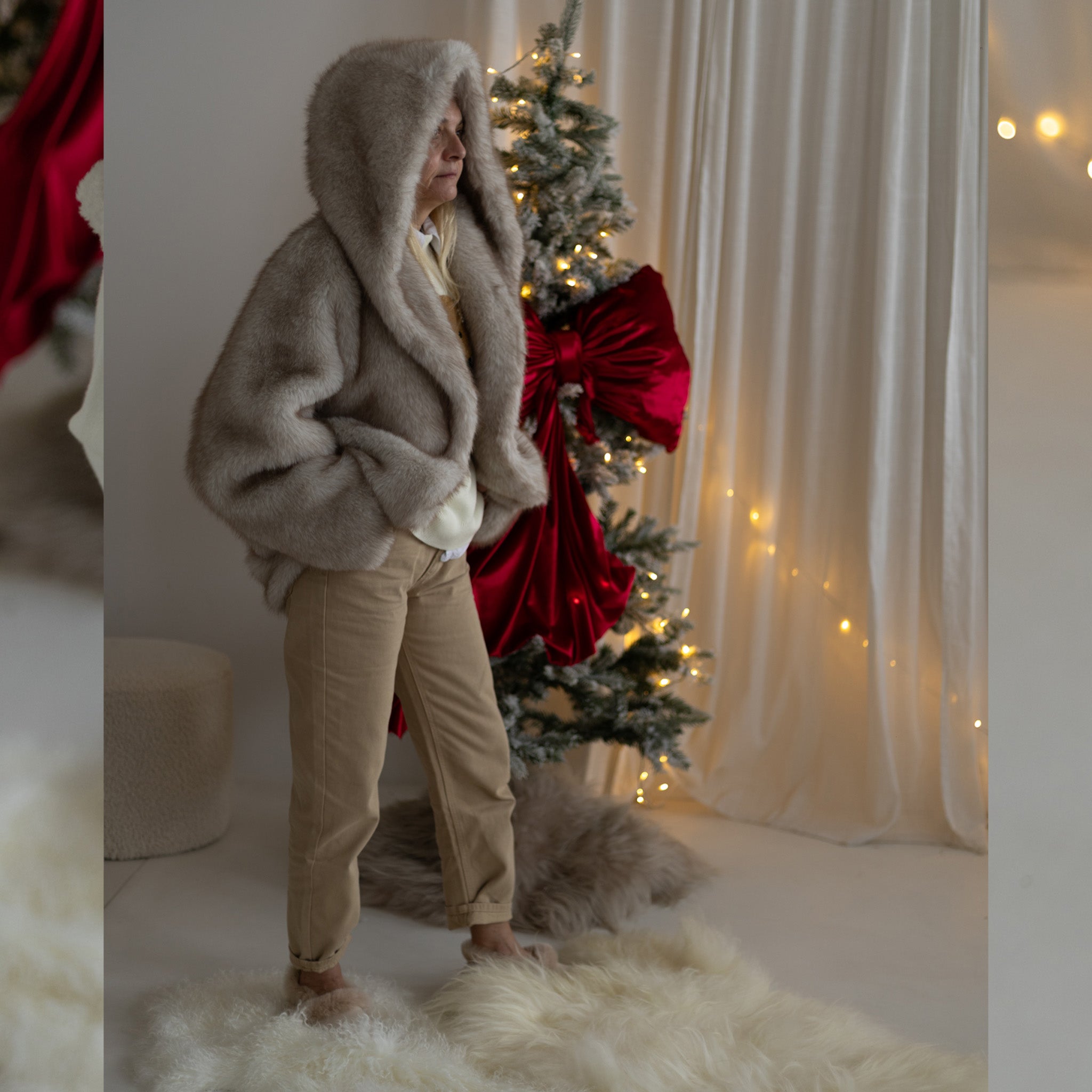 Mehka jakna iz umetnega krzna