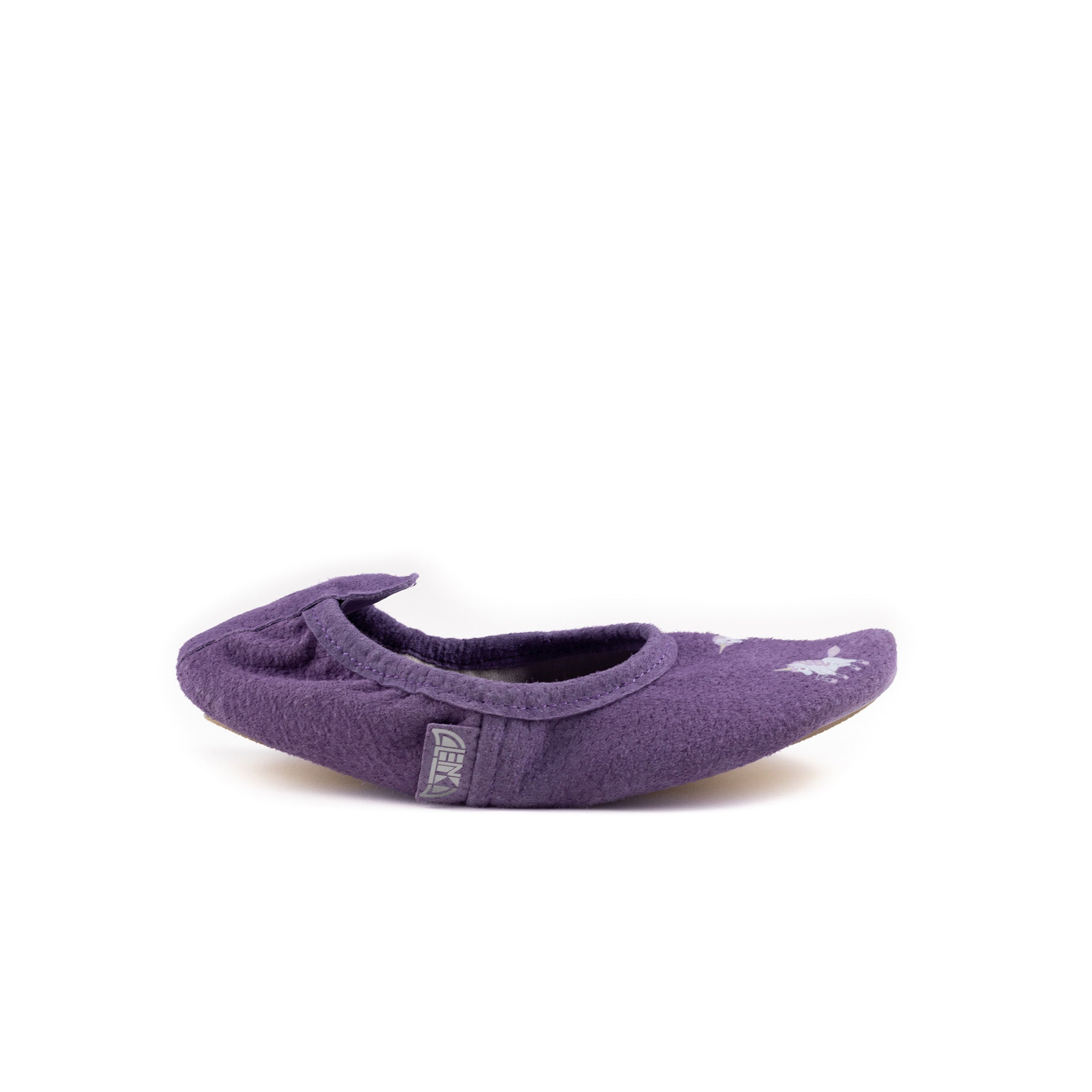 Barefoot leather school slippers – Cyclamen with unicorns