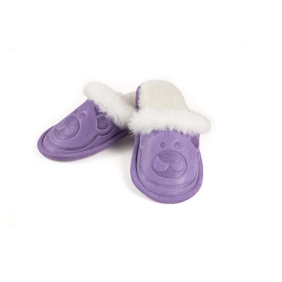 Furry slippers with teddy bear - Lavender