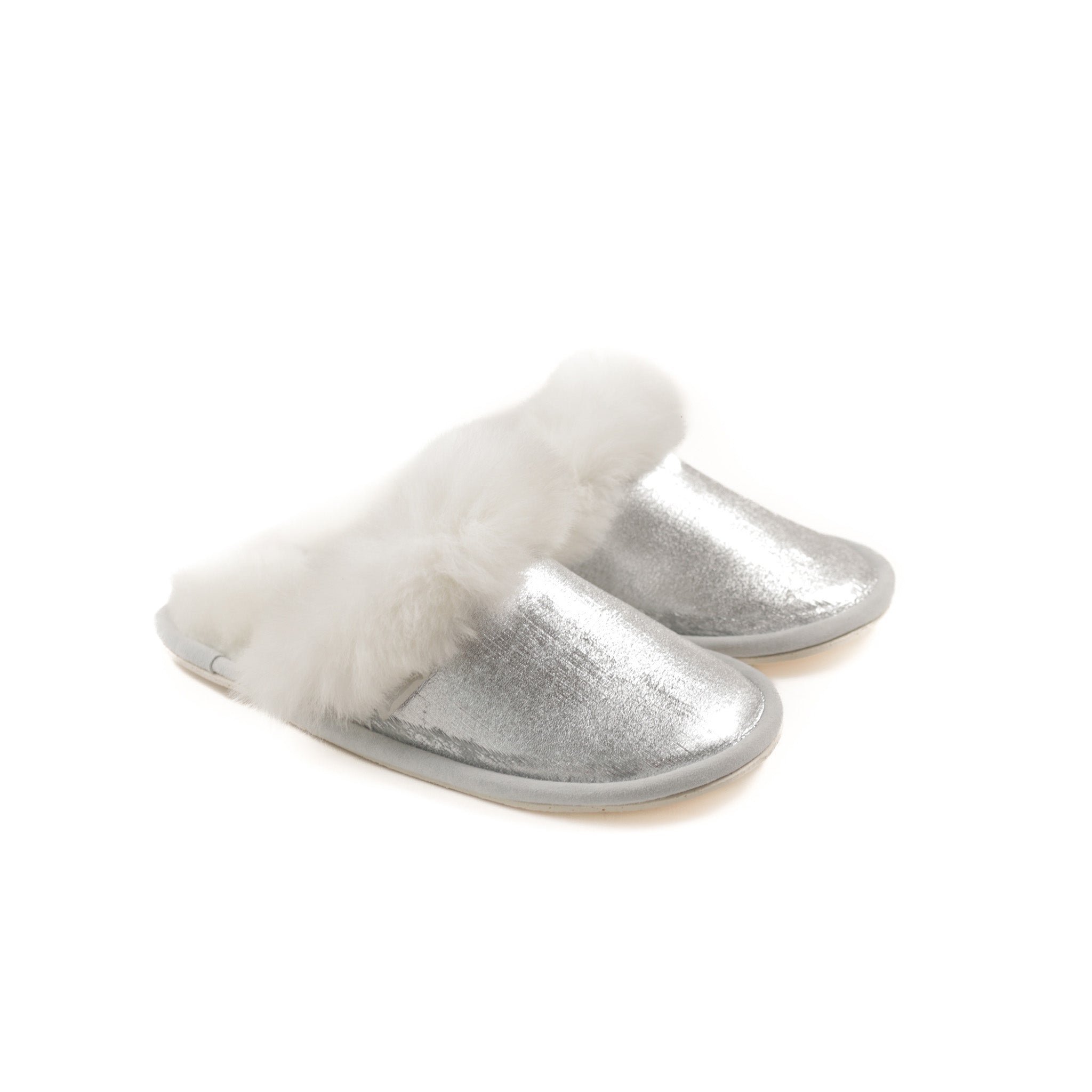 Srebrni krzneni copati